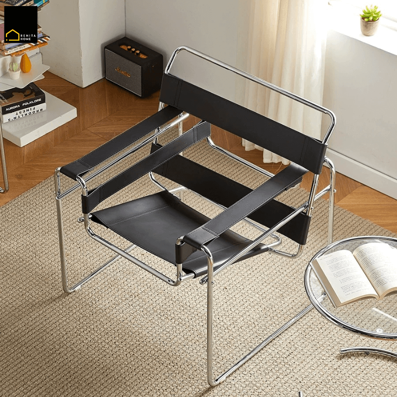 เก้าอี้อเนกประสงค์ RENITA HOME รุ่น KEVIN CHAIR สีดำโครงเหล็ก เบาะหนัง PU
